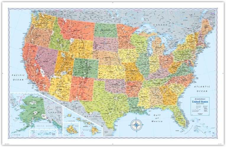 Rand McNally Signature Edition U.S. Wall Map – Folded (Sheet Map, Flat)