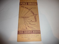 VINTAGE 1937 TRIPLE A PEACE BRIDGE-THE SHORT ROUTE MAP – FREE SHIP