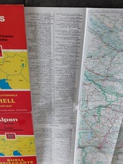 Vintage Shell European Alpes Road Tourist Map Large Fold Out