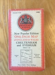 1946 Ordnance Survey One Inch Popular Edition Cloth Map 144 Cheltenham & Evesham