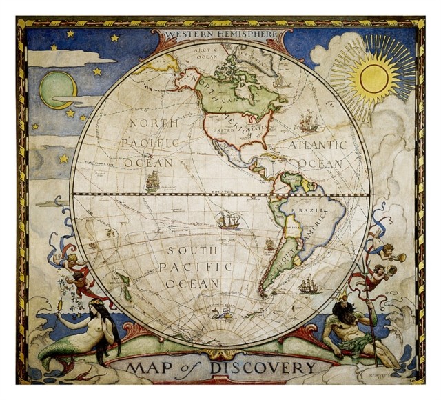 Map Of Discovery, Western Hemisphere, by National Geographic Maps SHEET MAP
