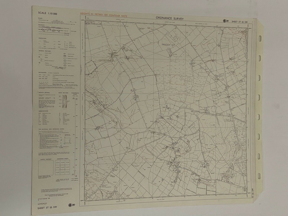 OS, 6 Inch to 1 Mile Map, sheet ST 55 SW, Somerset, Priddy area,1981
