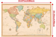 A1 A2 World Map Poster Print Wall Geography Home Office Cultural Wall Decor