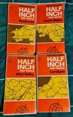BARTHOLOMEW Half Inch Cloth Maps x4 1970s Welsh SW Wye Valley Pembroke Cardigan