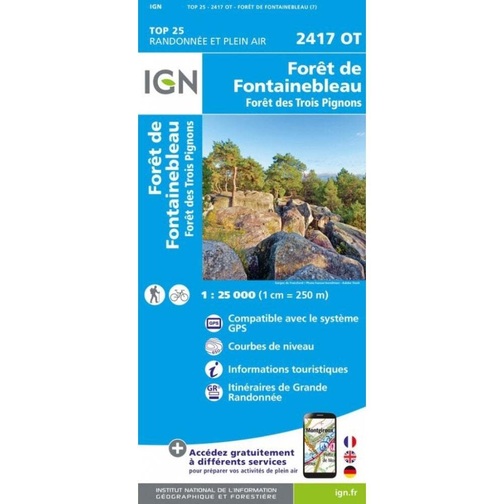 France 1:25K map 2417OT – Forêt de Fontainebleau / Forêt des Trois Pignons map