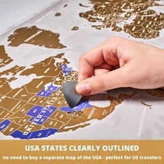 Extra Large Laminated Scratch Off World Map Premium Gold Travel Poster XL Map