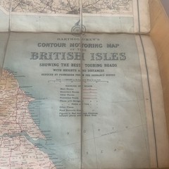 Vintage Bartholomew’s Contour Motoring Map British Isles Lined Back Cloth
