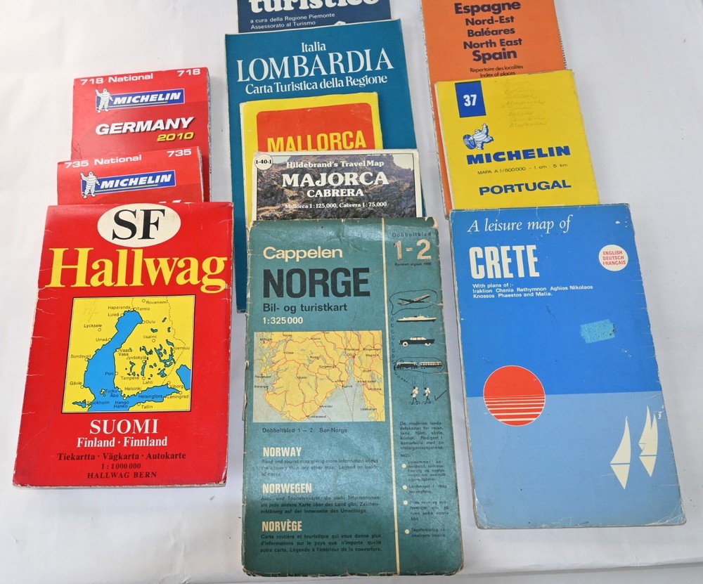 Vintage Traveller maps Europe x 10 Michelin etc See photos