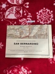 Vintage 1951 Large Map Of SAN BERNARDINO SWITZERLAND, VGC