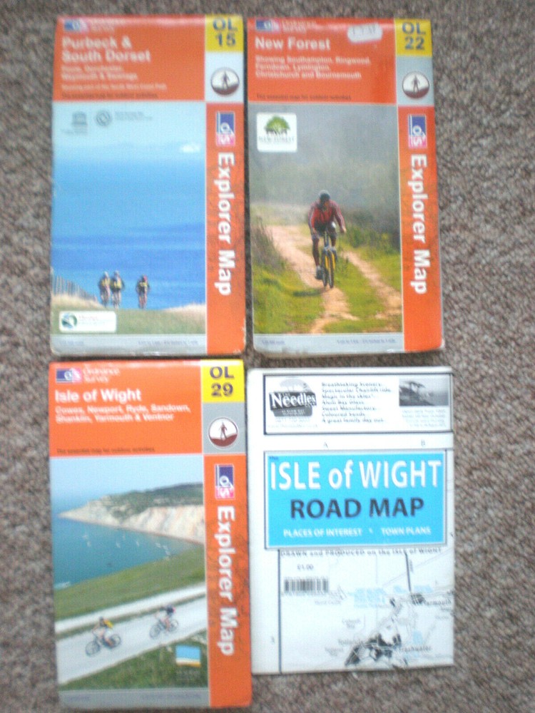OL 15 22 29 PURBECK NEW FOREST ISLE OF WIGHT EXPLORER ORDNANCE SURVEY MAPS OS