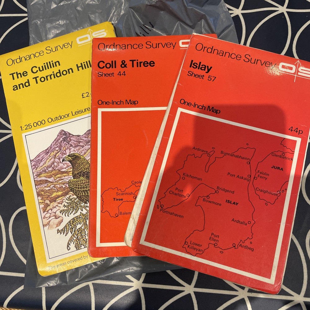 ordnance survey maps scotland. Islay 57, Coll & Tiree 44, Cuillin Hills