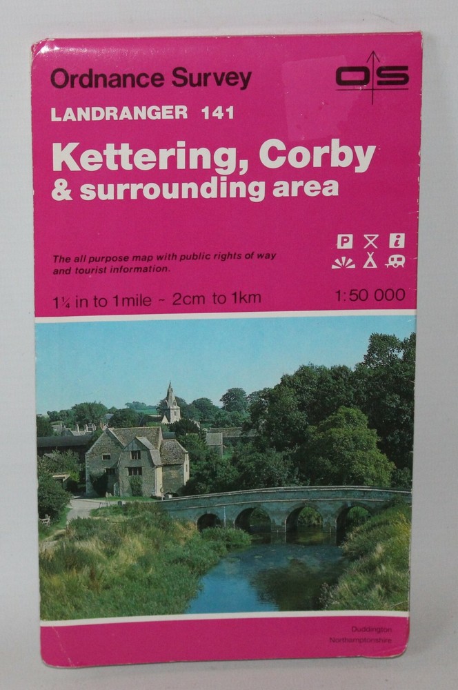 Ordnance Survey Landranger Map – Kettering & Corby, Sheet 141 – 1987