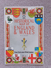 VINTAGE SHELL HISTORICAL MAP OF ENGLAND & WALES. BARTHOLEMEW 1971