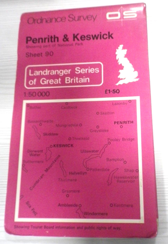 Landranger Series Ordnance Survey Map 1:50,000 Sheet 90 Penrith & Keswick
