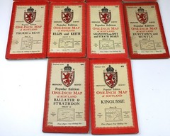JOB LOT 10 Ordnance Survey Maps Orange Scotland Popular edition 1920s-1940s