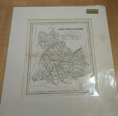 ANTIQUE ENGRAVED MAP BRECKNOCKSHIRE J. ARCHER AUTHENTICATED C. 1835 FRAMED