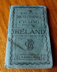 Bacon’s Motoring & Cycling Road Map IRELAND Colour Cloth Fold Out Early 1900’s