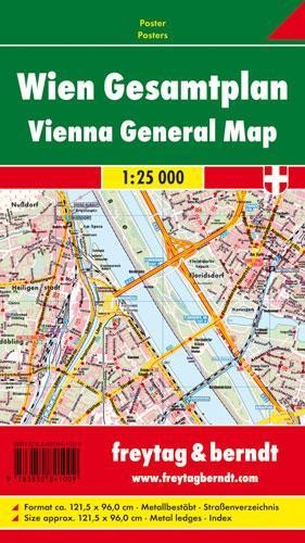 Freytag-Berndt Metal wall map: Vienna general plan 1:25,000 (Map) (UK IMPORT)