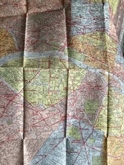 Vintage Pocket Map Of Paris Edited By A.Leconte 20 Arrondissements 80 Quarters