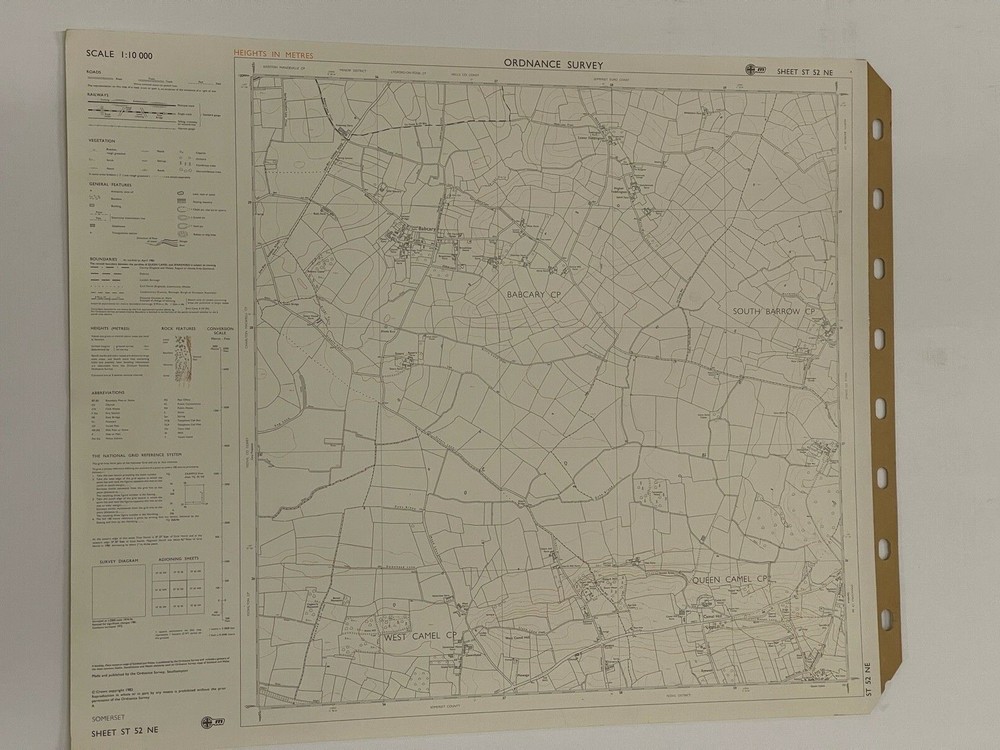 OS, 6 Inch to 1 Mile Map, sheet ST 52 NE, Somerset, Babcary area, 1982