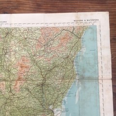 Vintage Bartholomews cloth backed map of Wexford & waterford Ireland