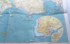 Vintage Map-Carte Touristique de la Cote de Cornouaille-Collection Rivages 25-VG