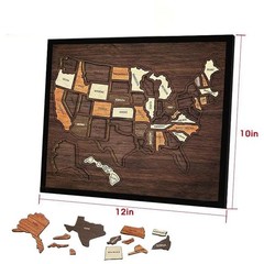12x10inch Travel Map,Wooden USA Map Puzzle,Perfect For Couples and Families Gift