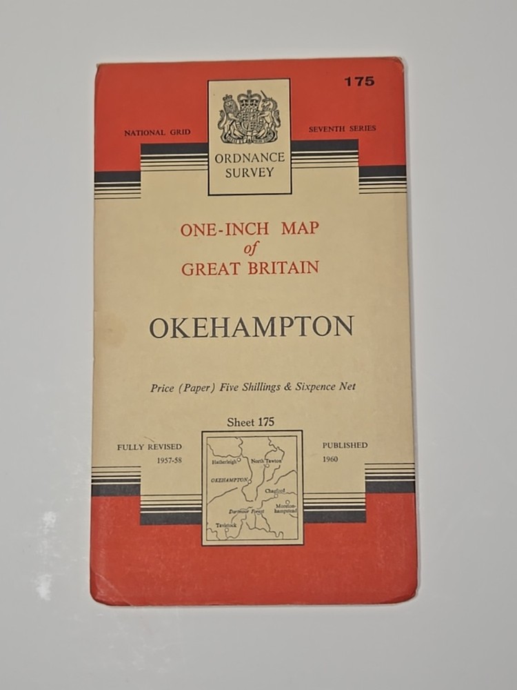 OKEHAMPTON, Ordnance Survey, Seventh Series Paper One-Inch Map, Sheet 175, 1960.