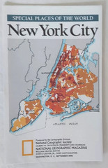 New York City Map / Poster, National Geographic Magazine Insert September 1990
