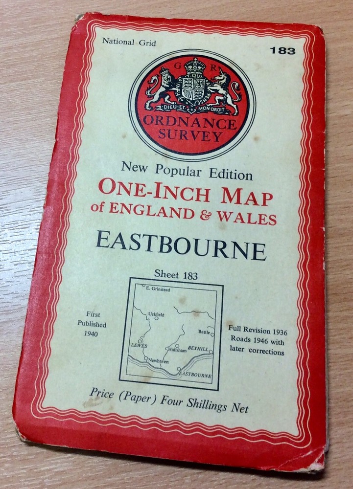 Vintage Ordnance Survey One Inch Map Of Eastbourne