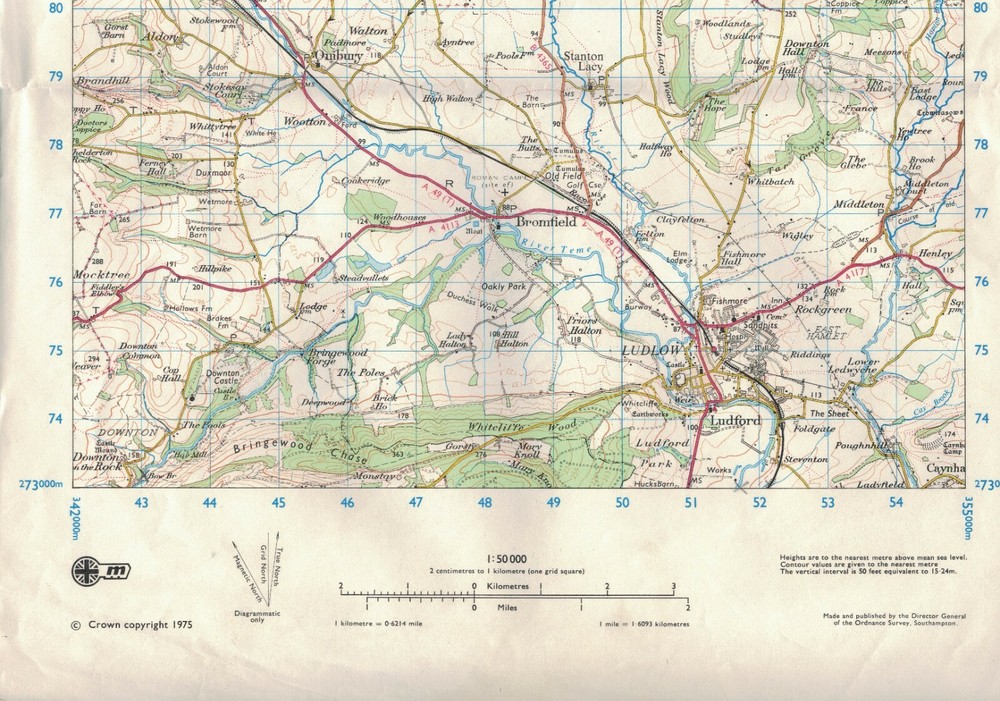 Ordnance Survey map sheet- Ludlow, 1:50,000 series, 1975