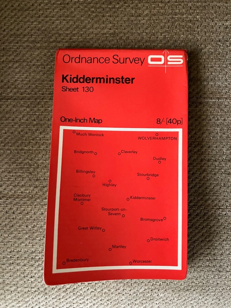 OS Ordnance Survey One Inch Map, Kidderminster, sheet 130 pub 1967