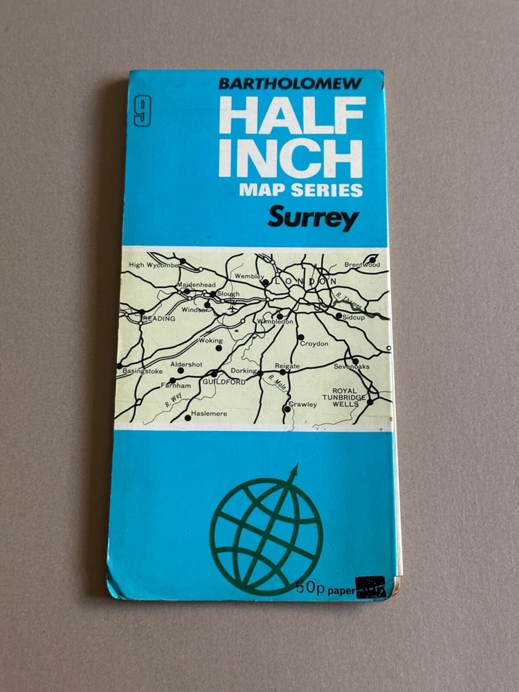 Bartholomew, Half Inch Paper Map, No: 9, Surrey, 1970’s
