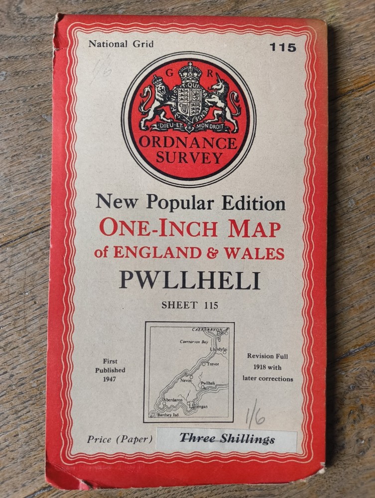 OS One Inch Map -Pwllheli – Sheet 115 – 1947 – Ordnance Survey