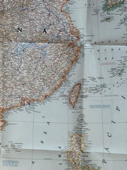 Far East National Geographic paper map, 1952 vintage