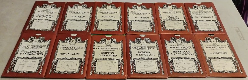 Reprint of first edition Ordnance Survey one inch maps x12