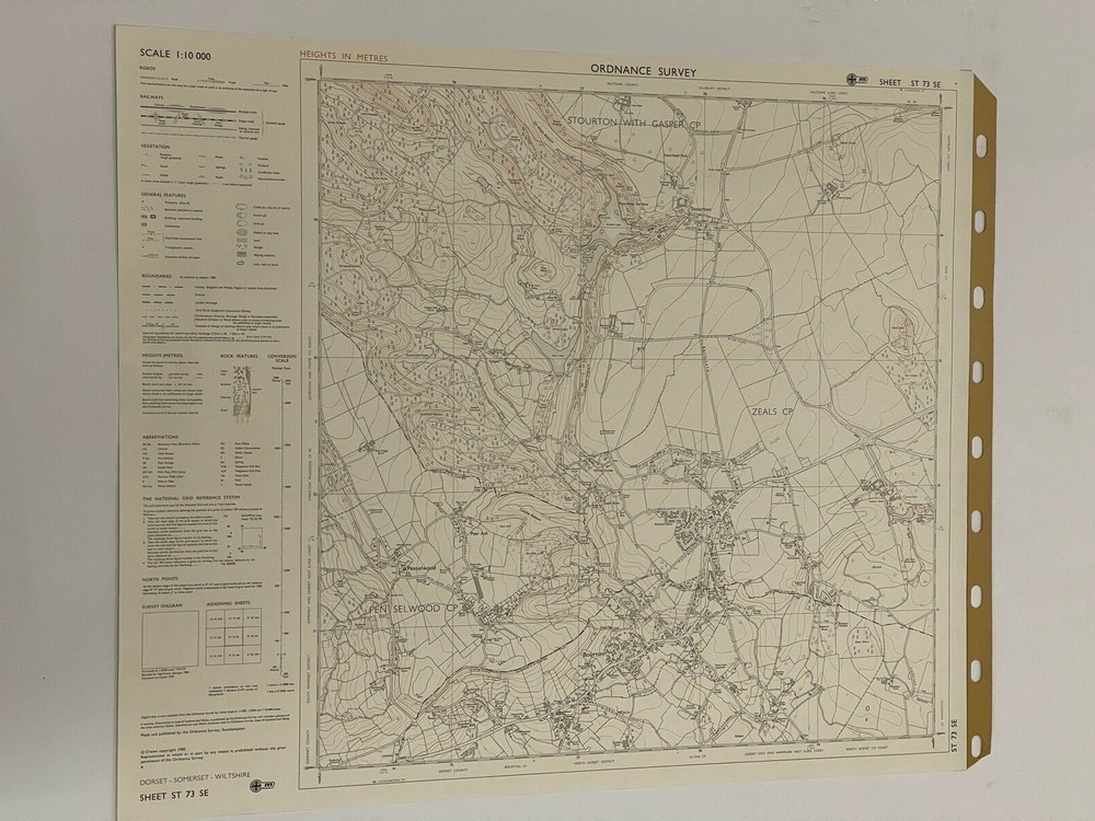 OS, 6 Inch to 1 Mile Map, sheet ST 73 SE, Somerset, Pen Selwood area,1985