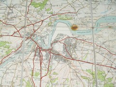 Ordnance Survey 1″ Popular edition: Sheet 116 Chatham – 1932 dissected cloth