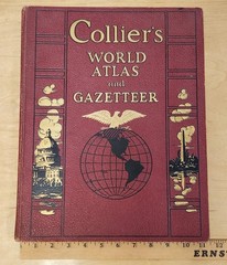 1937 Colliers World Atlas and Gazetteer Hardcover Pre World War II Maps Vintage