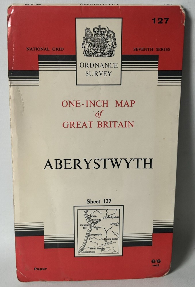 Ordnance Survey One Inch Map – Aberystwyth – Sheet 127 – 1966