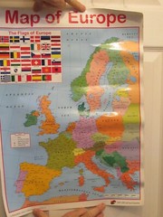 Educational map of Europe & flags of Europe wall poster, Playroom, kids bedroom