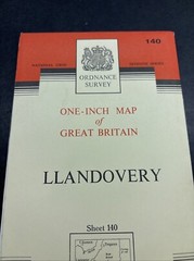 Vintage Ordnance Survey Map 7th series One Inch Cloth Mounted Llandovery