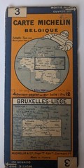 1927 Vintage Michelin Map No. 3 Belgium, Bruxelles – Liege