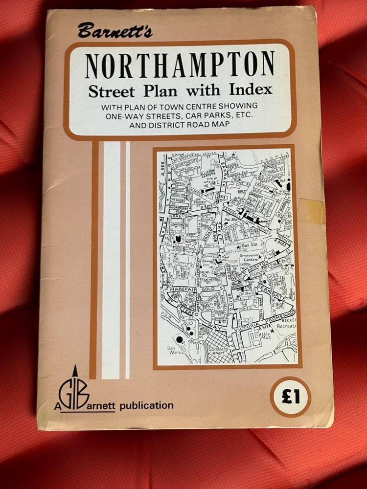 Vintage Barnett’s Northampton Area Street Plan with Index, 1970’s