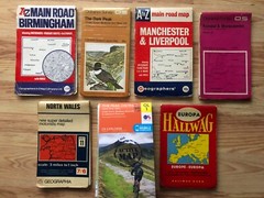 Job Lot of 7 various vintage folded maps; Peak District, UK, Europe