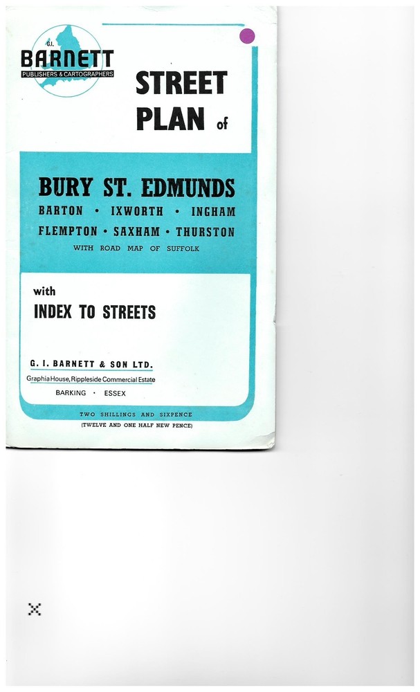 BURY ST. EDMUNDS street plan by BARNETT’S circa 1969
