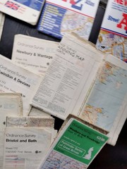 Job lot Ordnance Survey OS 1:25,000 First Series Map Sheets and A to Z