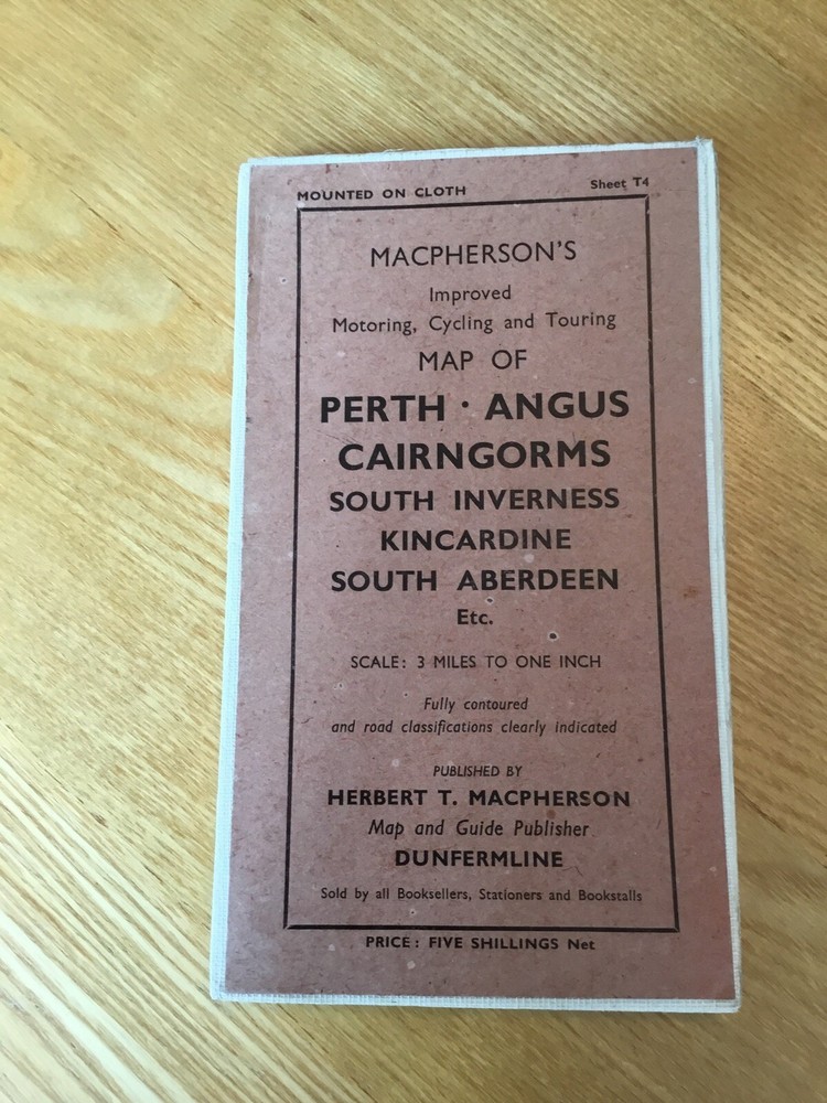 Vintage Macpherson’s Improved Motoring, Cycling & Touring Map Of Perth , Angus