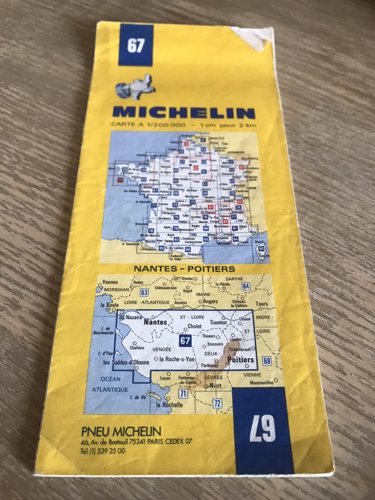 Michelin French Road Map 67 Of Nantes Poitiers