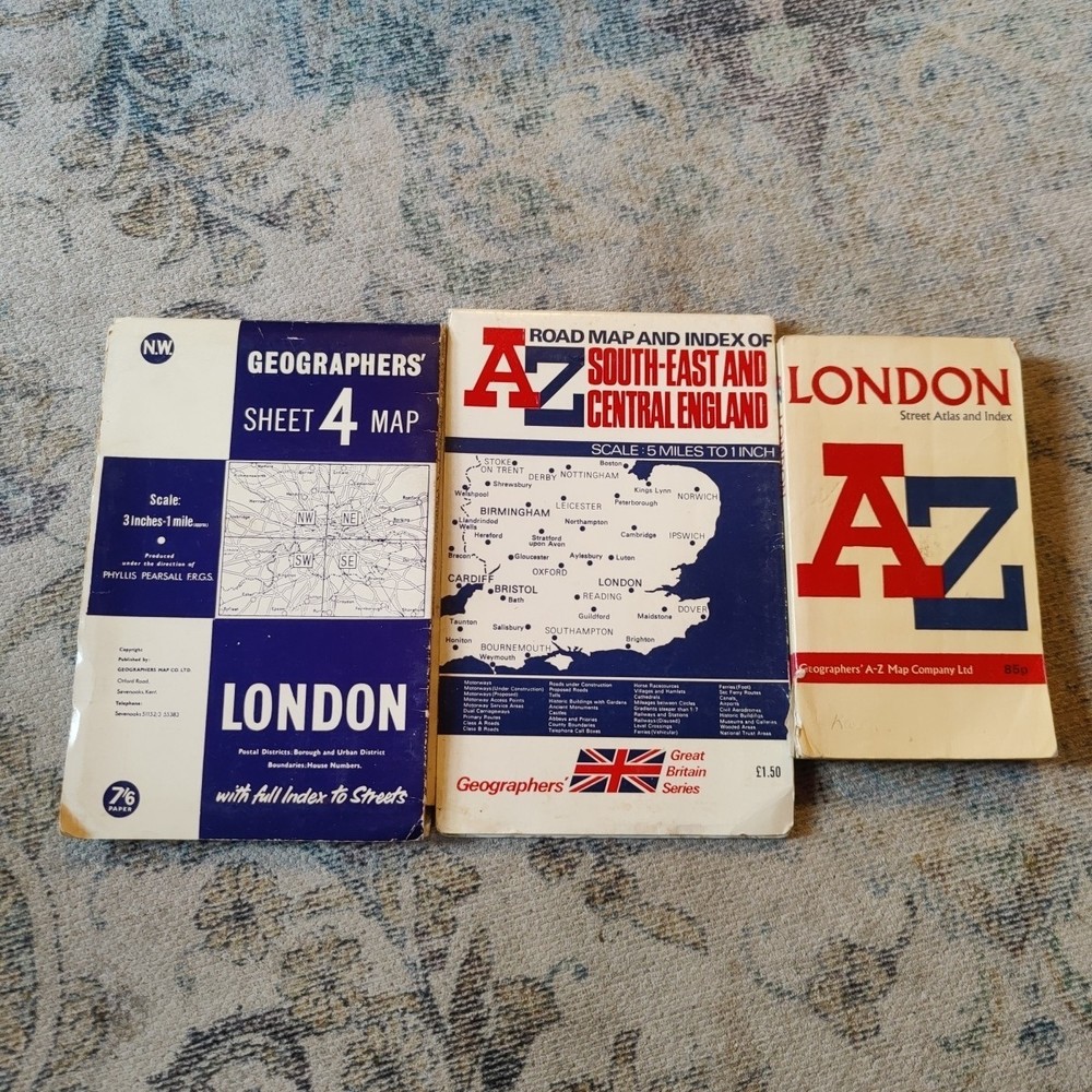 London/England Travellers Set. London Map, Atlas & Southeast-central Map.